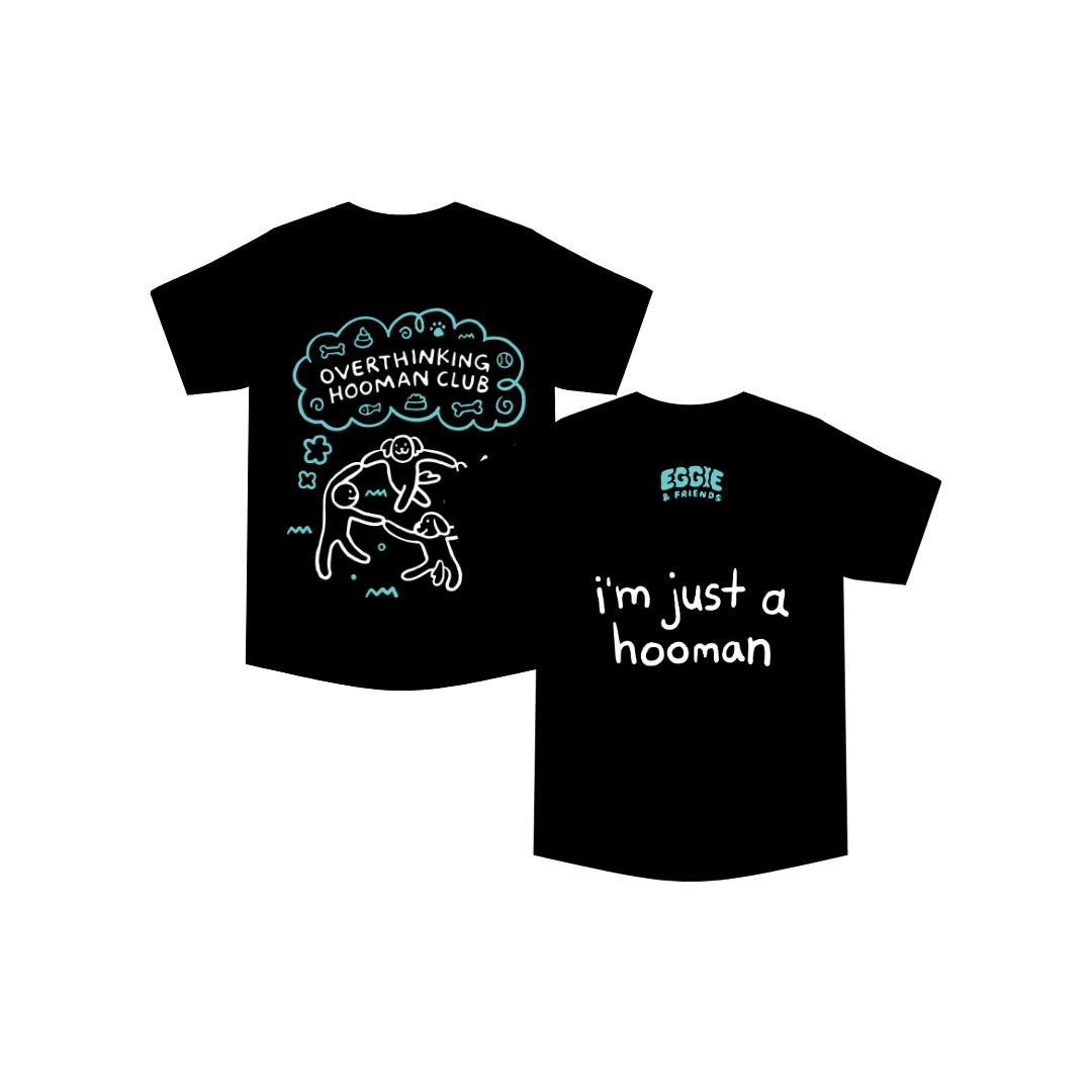 Black Overthinking Hoomans Club Oversized Tee